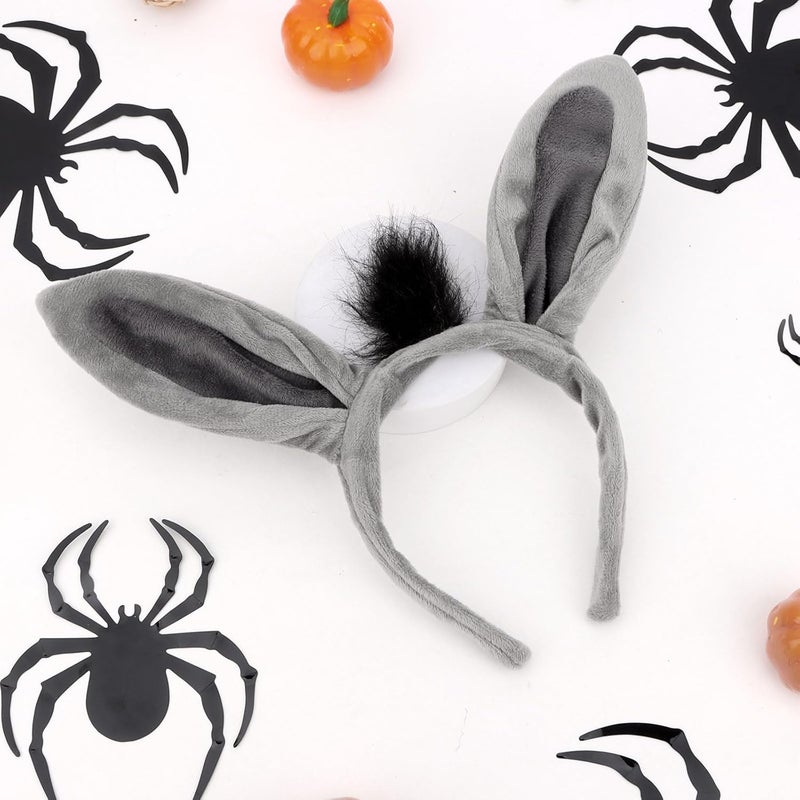 Semato Donkey Headband Cute Costume Donkey Ears Headwear Face Wash Headband Donkey Head Wear Fashion Hairband Hair Accessories for Adult Party Decoration - Image 3